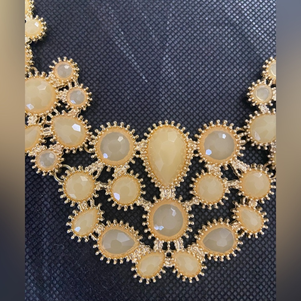YELLOW Gemstone Statement Necklace with Gold Chain